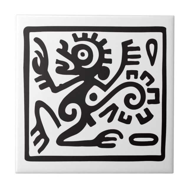 Monkey, Mexican hieroglyph(Maya) Tile (Front)
