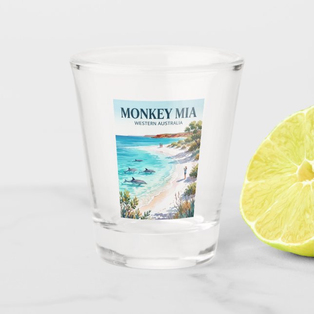 Monkey Mia Australia Shot Glass (Front)