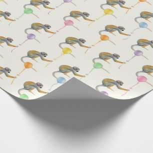 Monkey mixed Balloon Birthday party wrapping paper