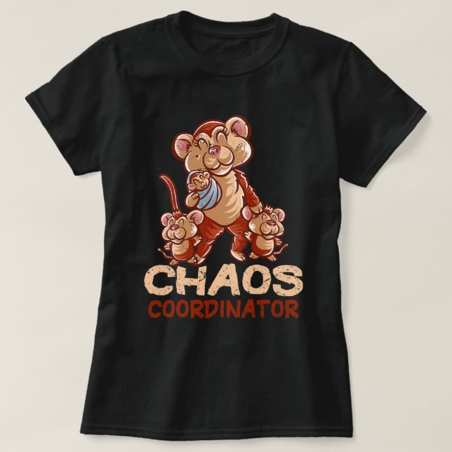 Monkey Mum Chaos Coordinator Mummy Chimpanzee Moth T-Shirt (Design Front)