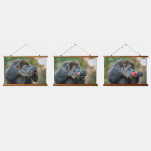 Monkey Munching Watermelon Hanging Tapestry