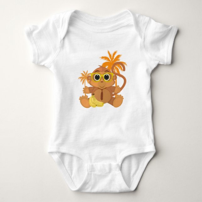 Monkey Nerd  Baby Bodysuit (Front)