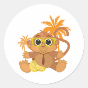 Monkey Nerd Classic Round Sticker