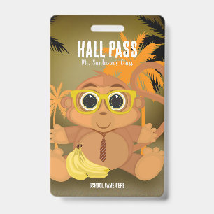 Monkey Nerd Hall Pass Badge ID Badge