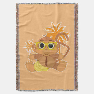 Monkey Nerd Throw Blanket