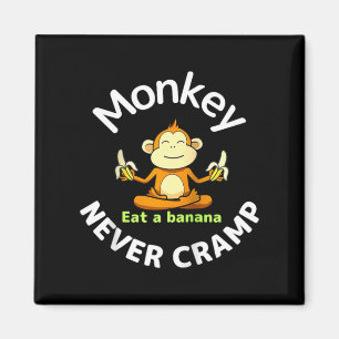 Monkey Never Cramp Eat A Banana Raglan Baseball Te Magnet