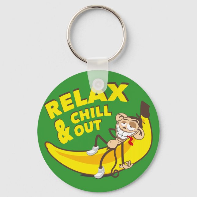 Monkey On Banane - Relax And Chill Out! Key Ring (Front)