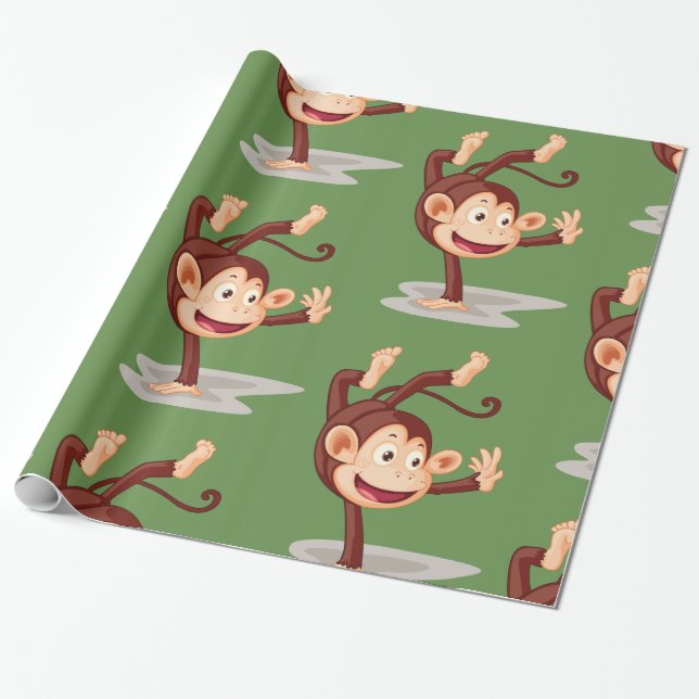 Monkey On One Hand Glossy Wrapping Paper (Unrolled)