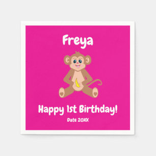 Monkey on Pink Napkin