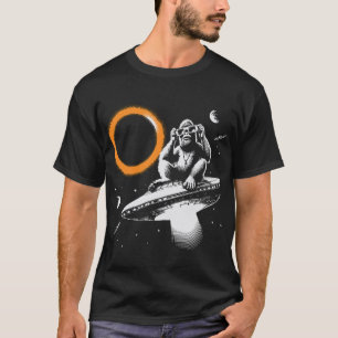 Monkey On UFO Total Solar Eclipse T-Shirt