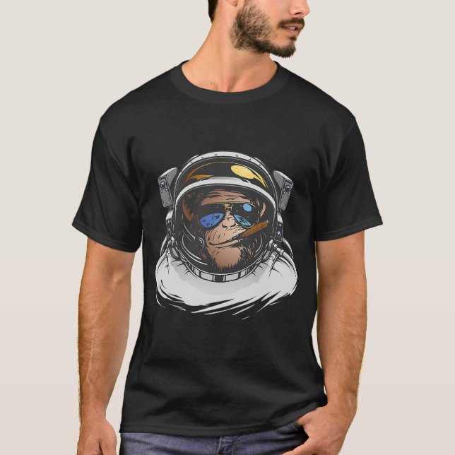 Monkey or gorilla with helmet as astronaut in spac T-Shirt (Front)
