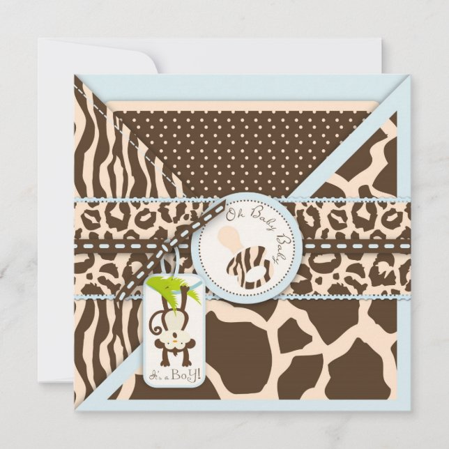 Monkey Pacifier Safari Jungle Baby Shower Invitation (Front)