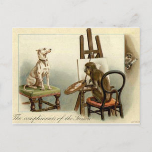 Monkey Paints a Dog Christmas Card