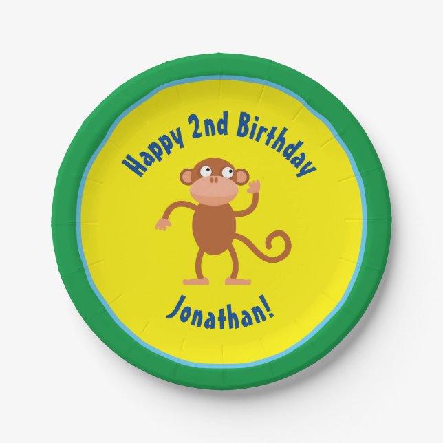 Monkey Paper Plates Animal Birthday Party (Front)