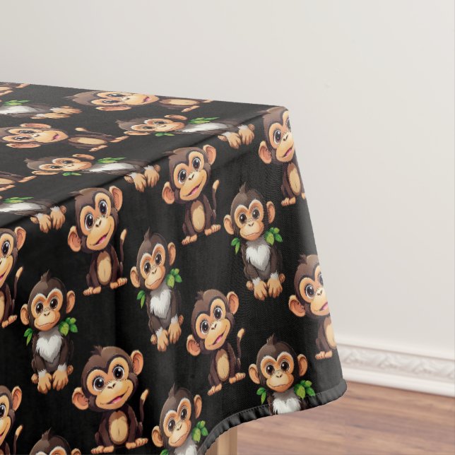 Monkey Pattern Design Black  Tablecloth (In Situ)