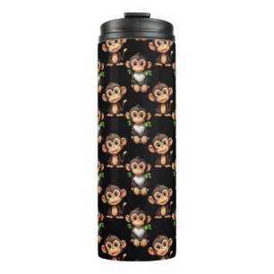 Monkey Pattern Design Black  Thermal Tumbler
