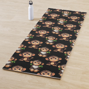 Monkey Pattern Design Black Yoga Mat