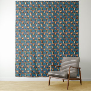Monkey Pattern Design Blue Tapestry