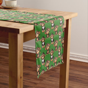 Monkey Pattern Design Green Short Table Runner