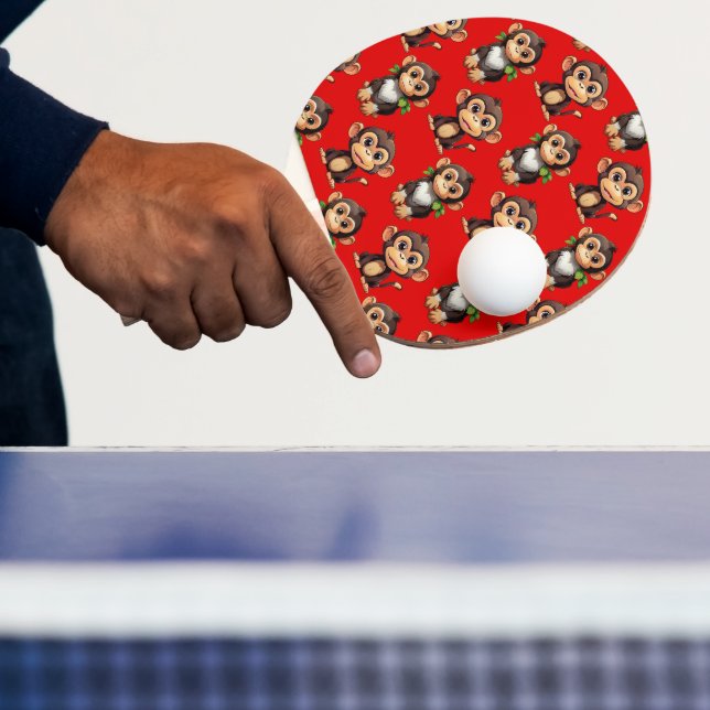 Monkey Pattern Design Red Ping Pong Paddle (Insitu)