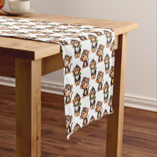 Monkey Pattern Design White Short Table Runner