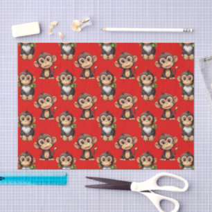 Monkey Pattern Design White  Tissue Paper