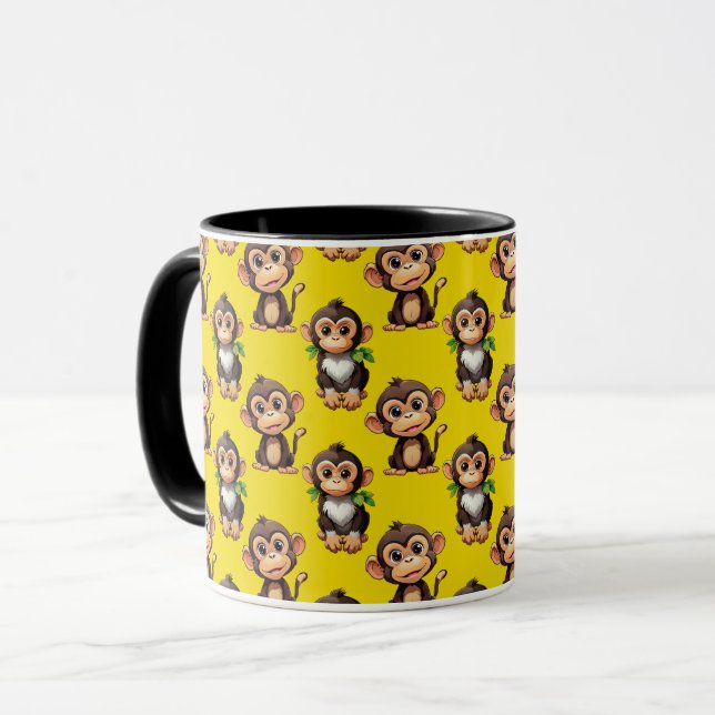 Monkey Pattern Design Yellow  Mug (Front Left)
