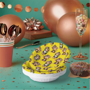 Monkey Pattern Design Yellow Paper Plate