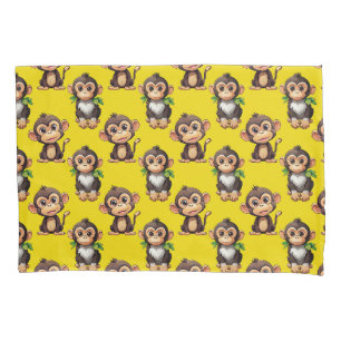 Monkey Pattern Design Yellow Pillowcase