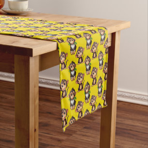 Monkey Pattern Design Yellow Short Table Runner
