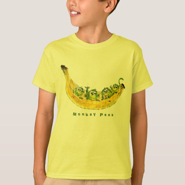 Monkey Peas Cartoon Funny T Shirt (Front)