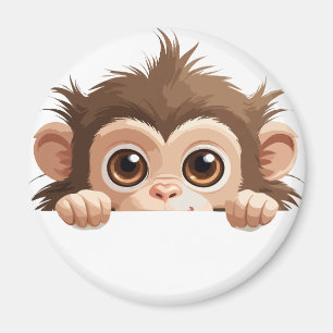 Monkey Peeking Cute Adorable Funny Animal Cartoon Magnet