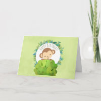 Monkey Peeking Out from Behind a Bush Birthday