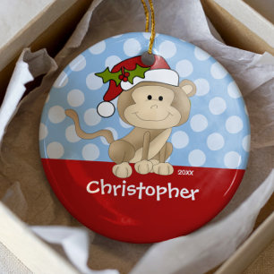 Monkey Personalised Boy Christmas Ornament