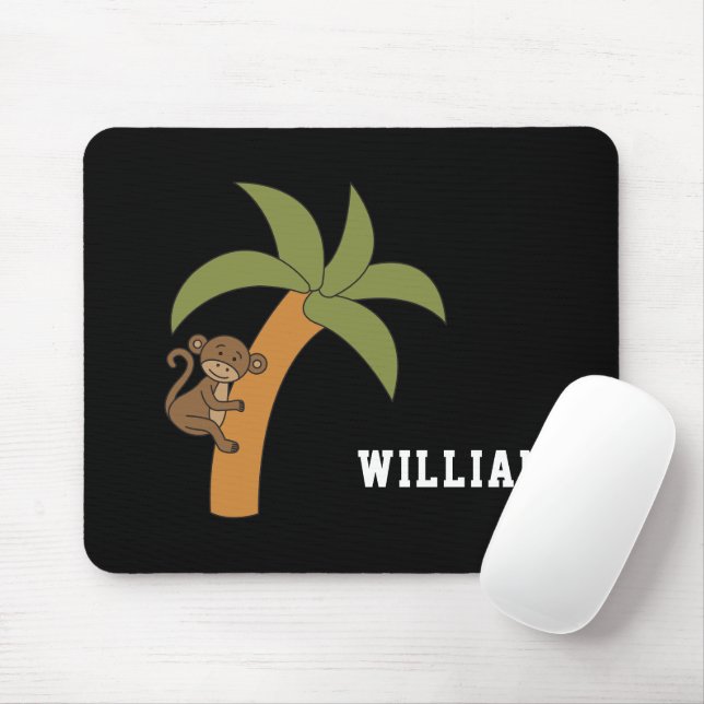 Monkey Personalized Custom Name Back To School Mouse Pad (With Mouse)
