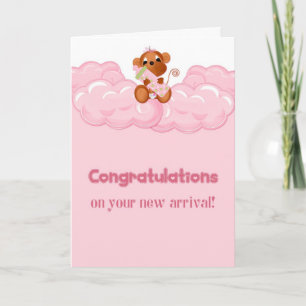 Monkey, Pink, Congratulations Baby Girl Card