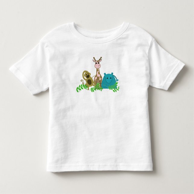 Monkey, Pink Giraffe and Hippo Toddler T-Shirt (Front)