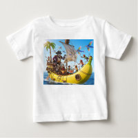 Monkey Pirate Crew Sailing a Giant Banana Ship Ill