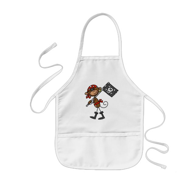 Monkey Pirate With Flag Tshirts and Gifts Kids Apron (Front)