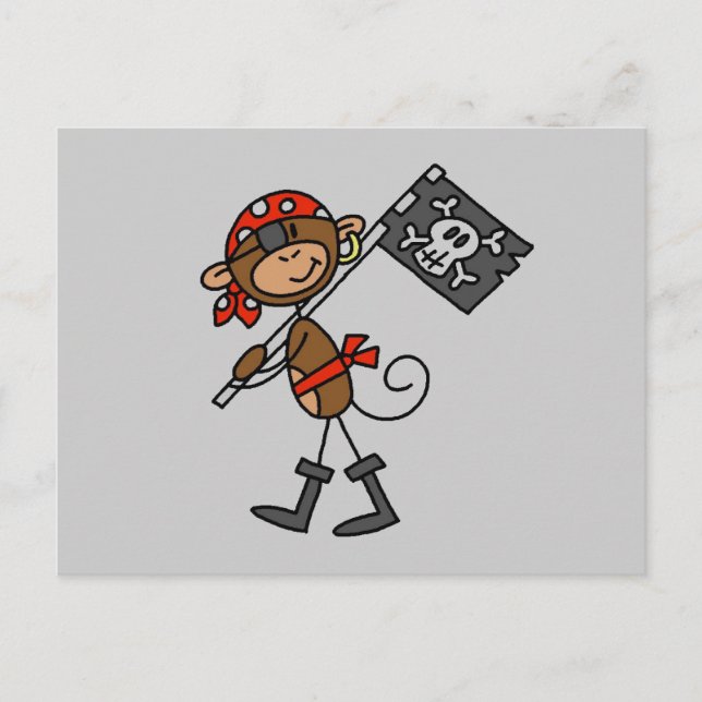 Monkey Pirate With Flag Tshirts and Gifts Postcard (Front)