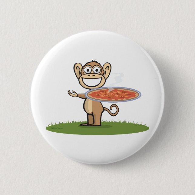 Monkey Pizza 6 Cm Round Badge (Front)