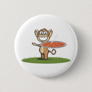 Monkey Pizza 6 Cm Round Badge
