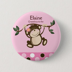 MONKEY PLAY PINK NAME TAG Custom Button