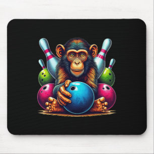 Monkey Playing Bowling Sports Lover Animal For Men Mouse Pad