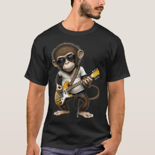 Monkey Playing Electric Guitar Animal Monkey Gui T-Shirt