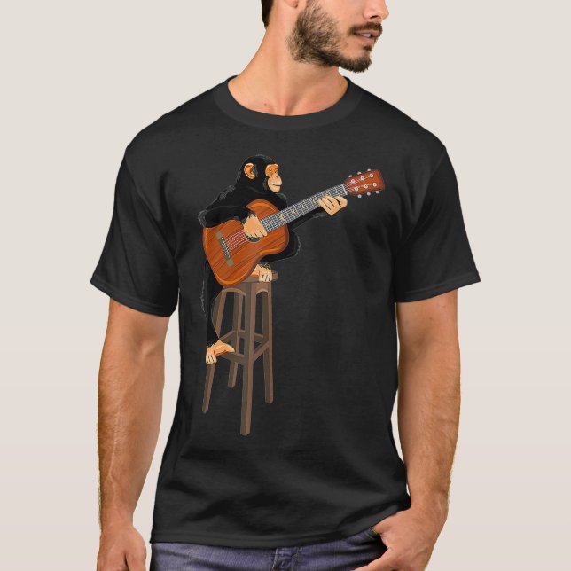 Monkey Playing Guitar Funny Rock Lover Pun Unise T T-Shirt (Front)