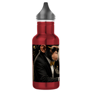 Monkey Playing Piano Music Poster – I Am Music 532 Ml Water Bottle