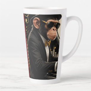 Monkey Playing Piano Music Poster – I Am Music Latte Mug