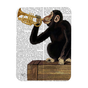 Monkey Playing Trumpet 2 Magnet