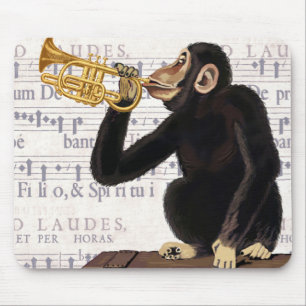 Monkey Playing Trumpet Mouse Pad